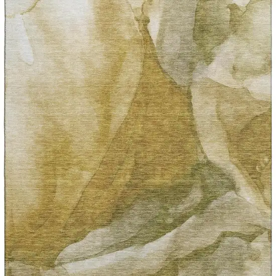 Wheat Gray And Beige Abstract Washable Area Rug With UV Protection Photo 3
