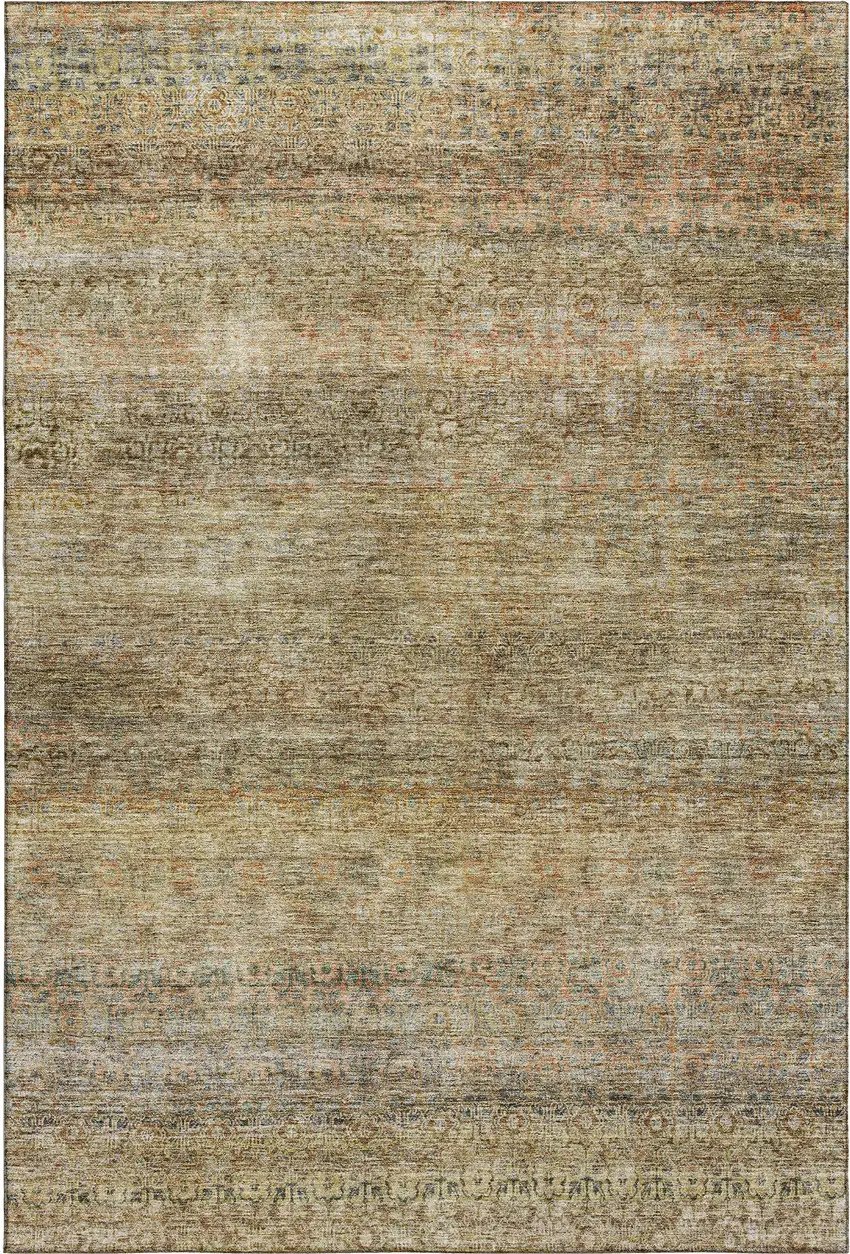 Wheat Gray And Beige Striped Washable Area Rug With UV Protection Photo 3