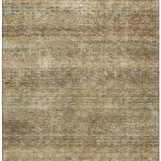 Wheat Gray And Beige Striped Washable Area Rug With UV Protection Photo 3