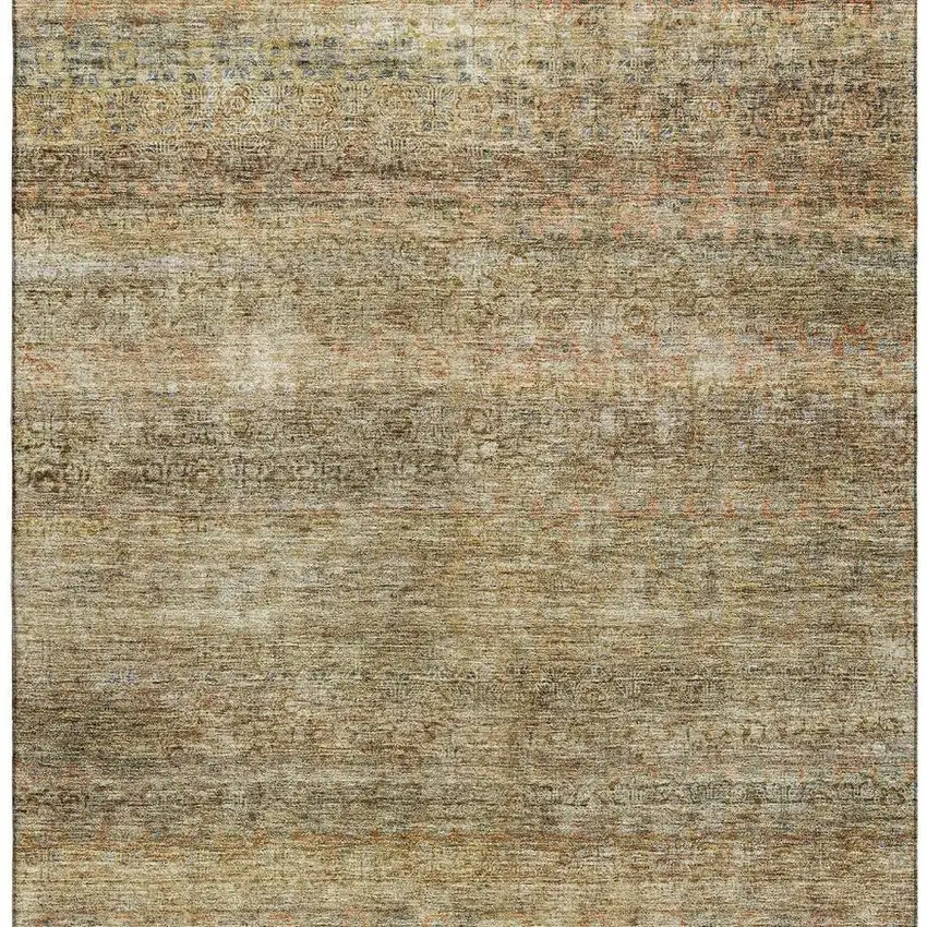 Wheat Gray And Beige Striped Washable Area Rug With UV Protection Photo 3