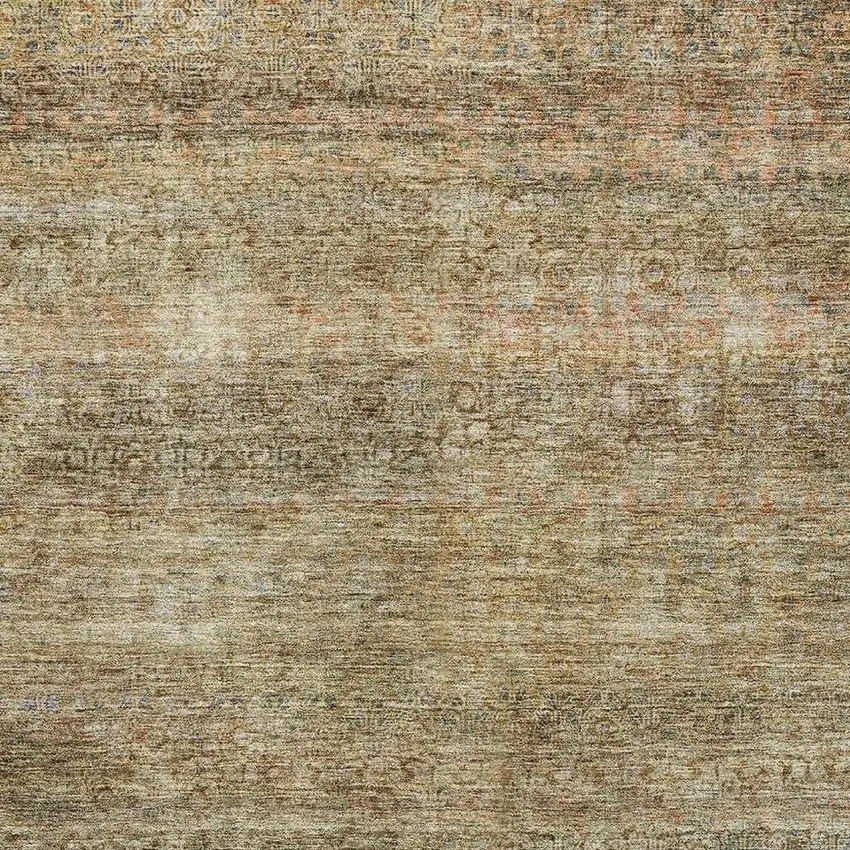 Wheat Gray And Beige Striped Washable Area Rug With UV Protection Photo 2