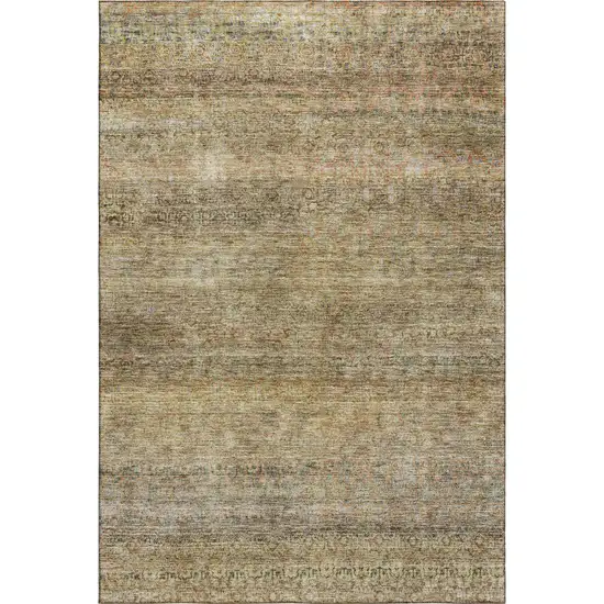 Wheat Gray And Beige Striped Washable Area Rug With UV Protection Photo 3