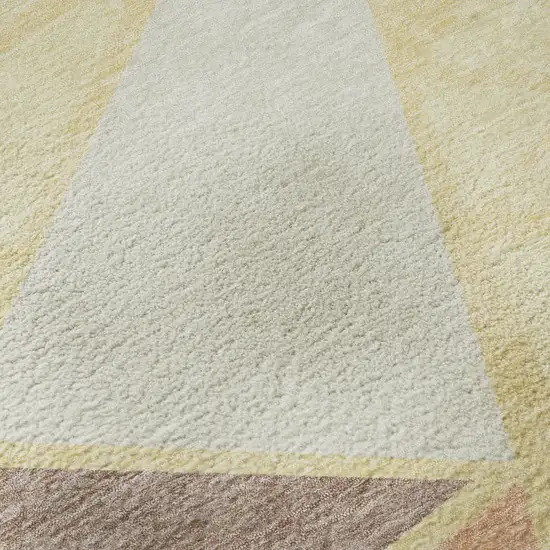 Wheat Gray And Copper Geometric Washable Area Rug With UV Protection Photo 9