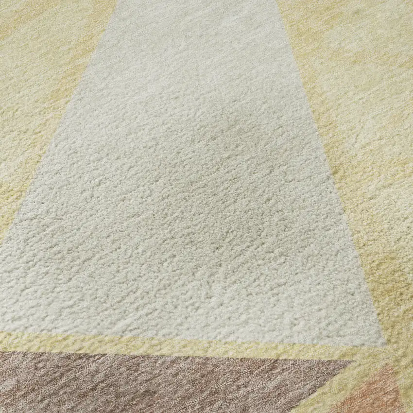 Wheat Gray And Copper Geometric Washable Area Rug With UV Protection Photo 9