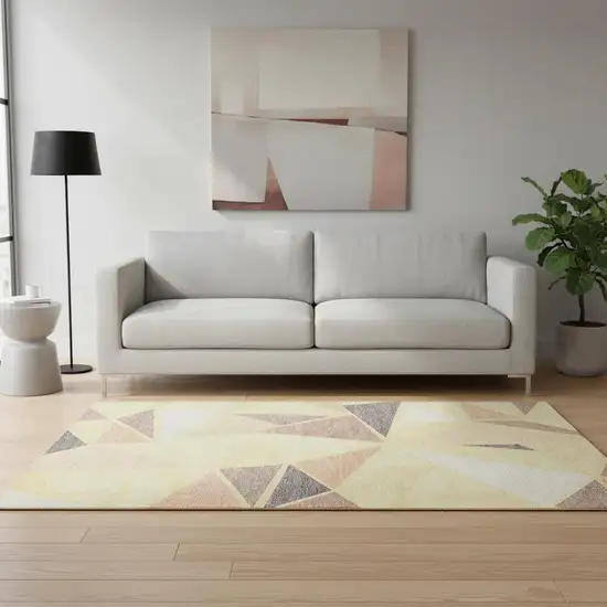 Wheat Gray And Copper Geometric Washable Area Rug With UV Protection Photo 2