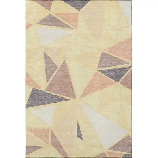 Wheat Gray And Copper Geometric Washable Area Rug With UV Protection Photo 3