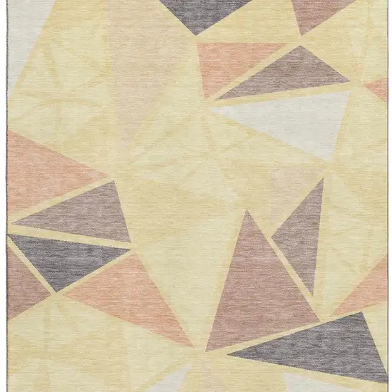 Wheat Gray And Copper Geometric Washable Area Rug With UV Protection Photo 2