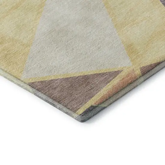 Wheat Gray And Copper Geometric Washable Area Rug With UV Protection Photo 8