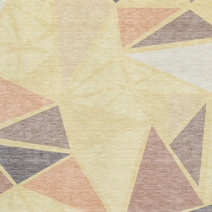 Wheat Gray And Copper Geometric Washable Area Rug With UV Protection Photo 2