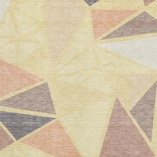 Wheat Gray And Copper Geometric Washable Area Rug With UV Protection Photo 2