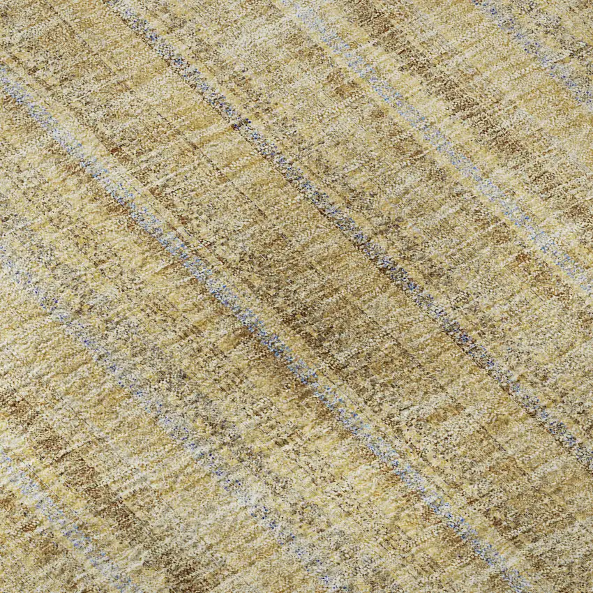 Wheat Gray And Gold Striped Washable Area Rug With UV Protection Photo 7