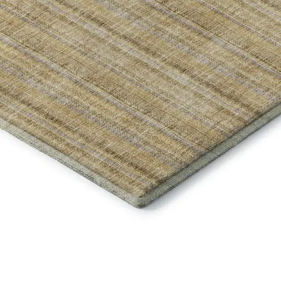 Wheat Gray And Gold Striped Washable Area Rug With UV Protection Photo 5