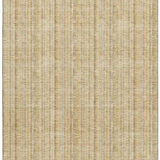 Wheat Gray And Gold Striped Washable Area Rug With UV Protection Photo 4
