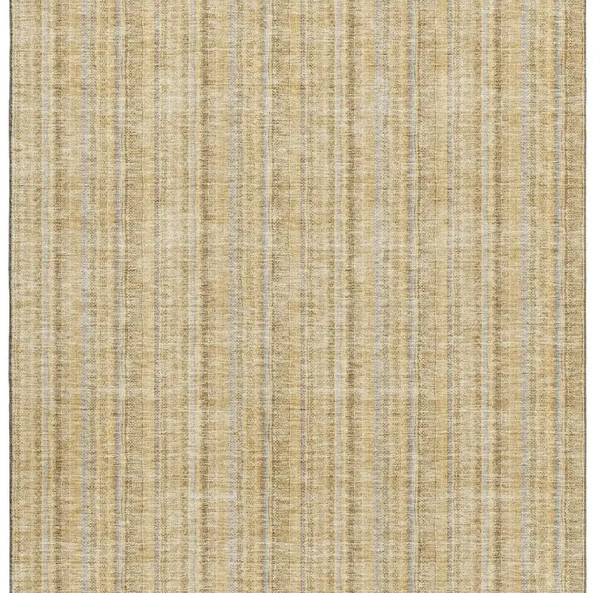 Wheat Gray And Gold Striped Washable Area Rug With UV Protection Photo 4