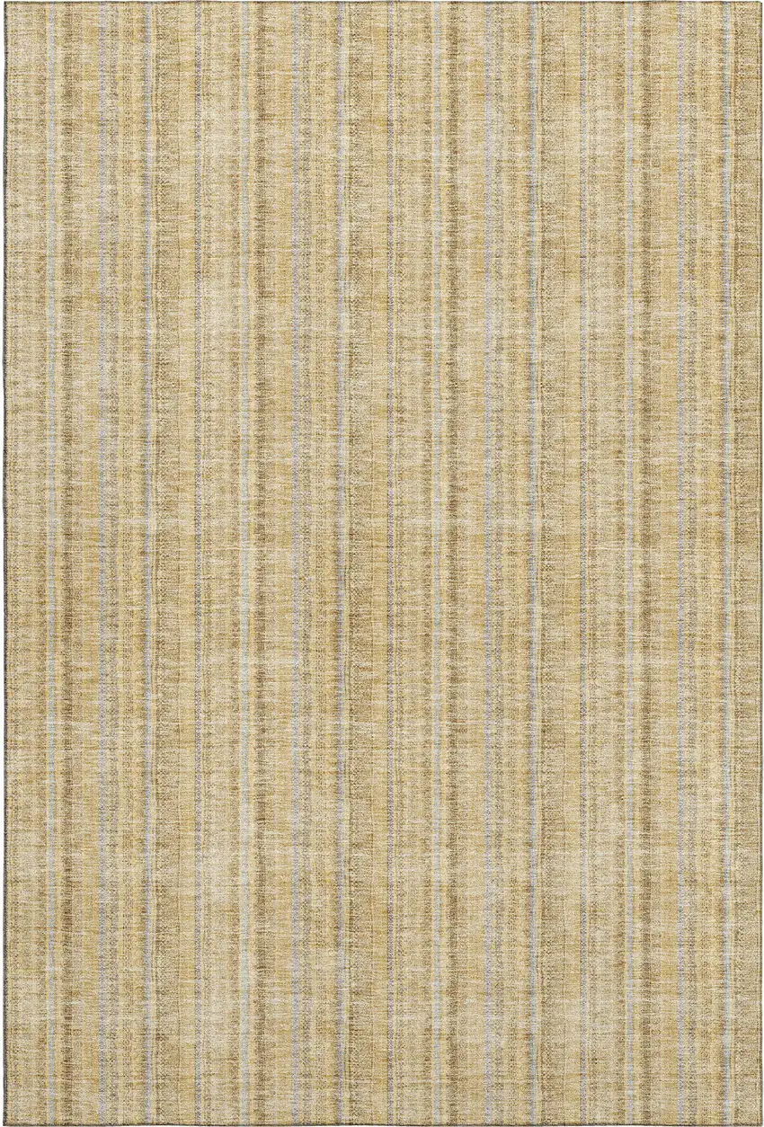 Wheat Gray And Gold Striped Washable Area Rug With UV Protection Photo 3
