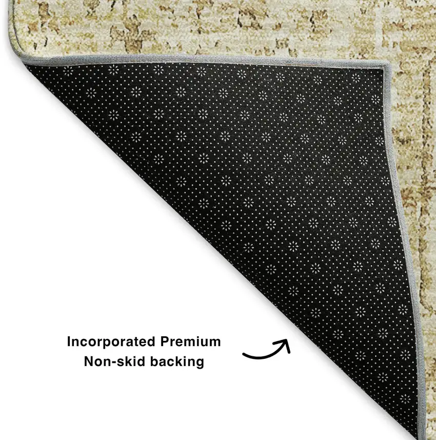 Wheat Gray And Ivory Floral Washable Area Rug With UV Protection Photo 5