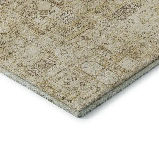 Wheat Gray And Ivory Floral Washable Area Rug With UV Protection Photo 6