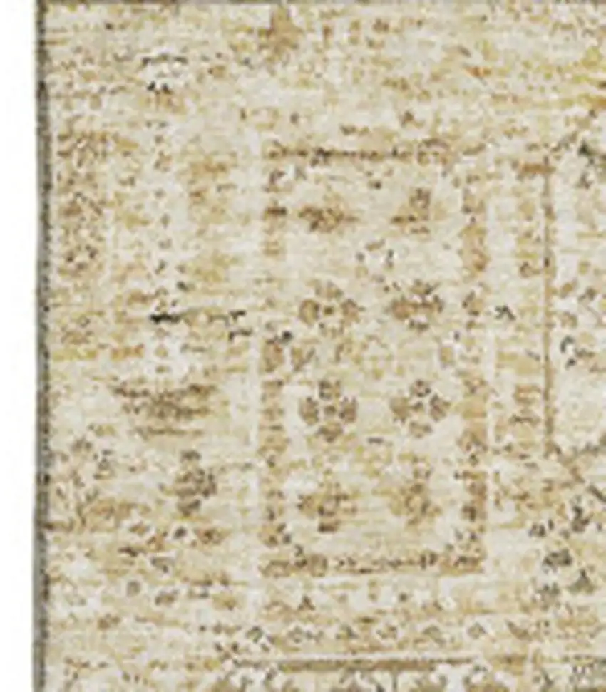 Wheat Gray And Ivory Floral Washable Area Rug With UV Protection Photo 3