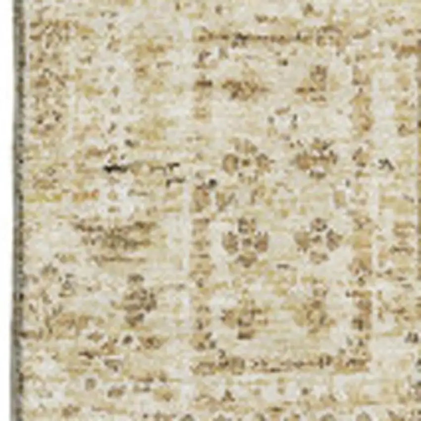Wheat Gray And Ivory Floral Washable Area Rug With UV Protection Photo 2
