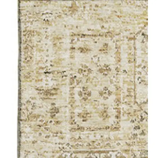 Wheat Gray And Ivory Floral Washable Area Rug With UV Protection Photo 2