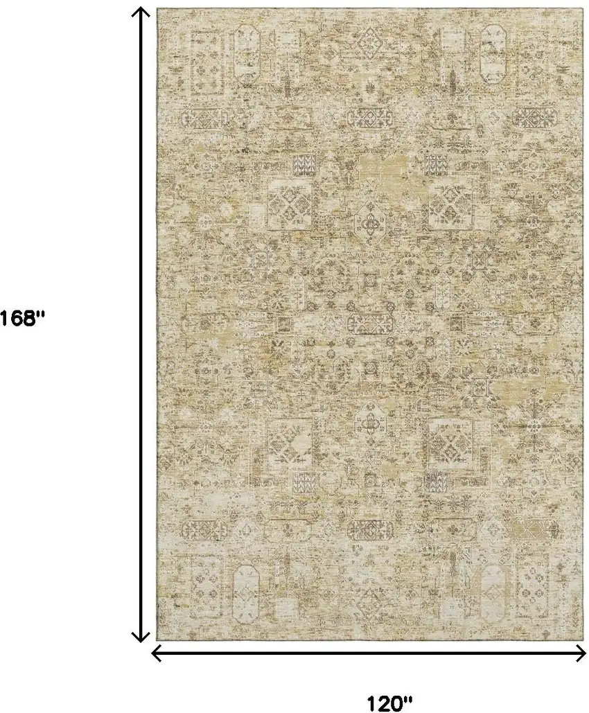 Wheat Gray And Ivory Floral Washable Area Rug With UV Protection Photo 3