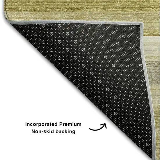 Wheat Gray And Ivory Striped Washable Area Rug With UV Protection Photo 6