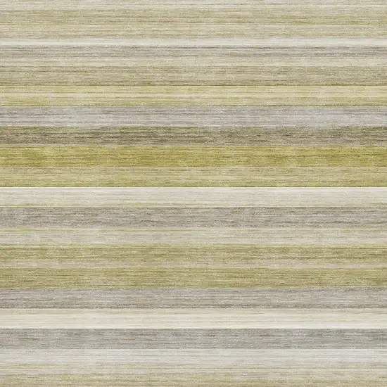 Wheat Gray And Ivory Striped Washable Area Rug With UV Protection Photo 3