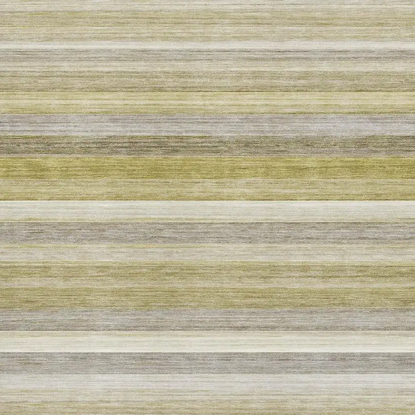 Wheat Gray And Ivory Striped Washable Area Rug With UV Protection Photo 3
