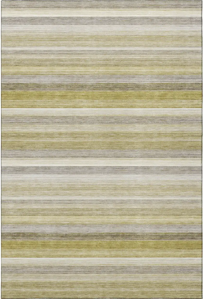 Wheat Gray And Ivory Striped Washable Area Rug With UV Protection Photo 4