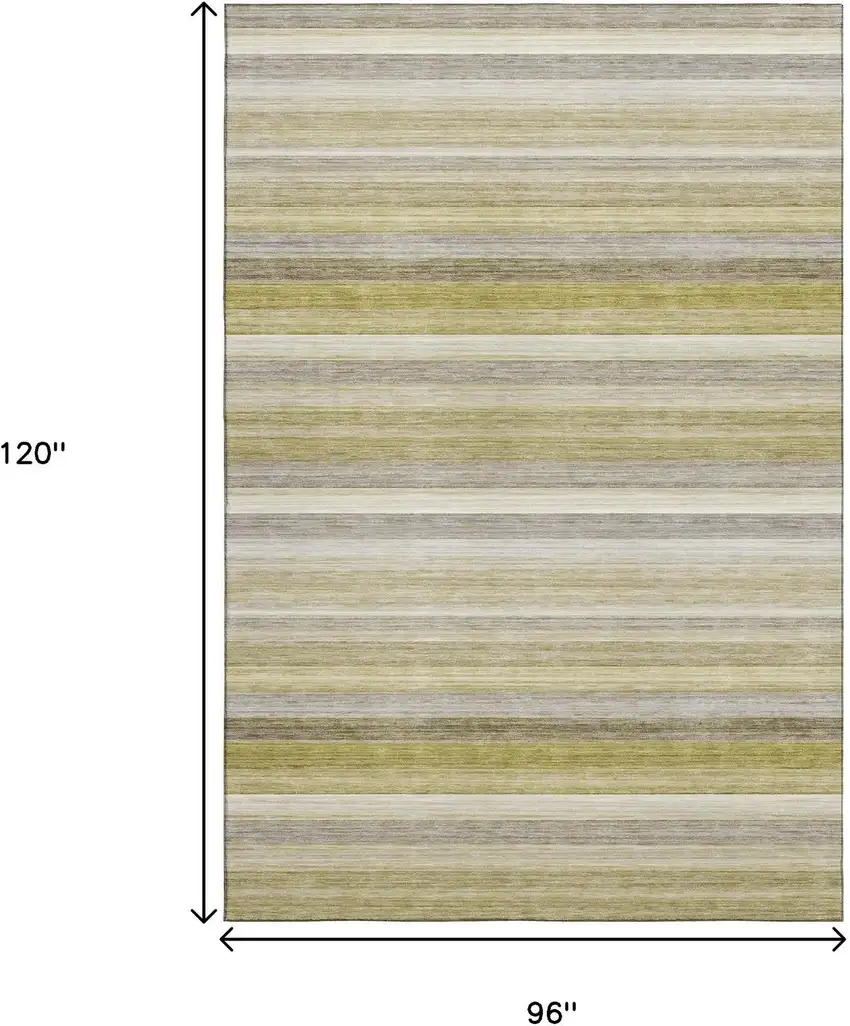 Wheat Gray And Ivory Striped Washable Area Rug With UV Protection Photo 6