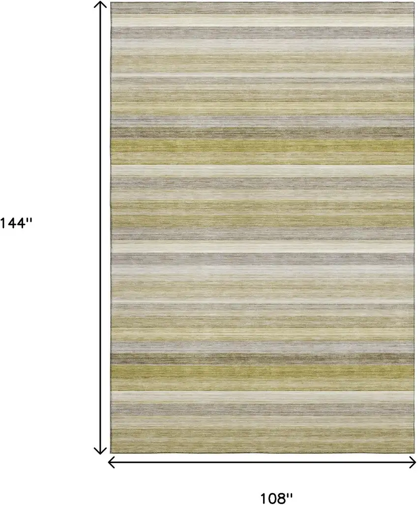Wheat Gray And Ivory Striped Washable Area Rug With UV Protection Photo 6