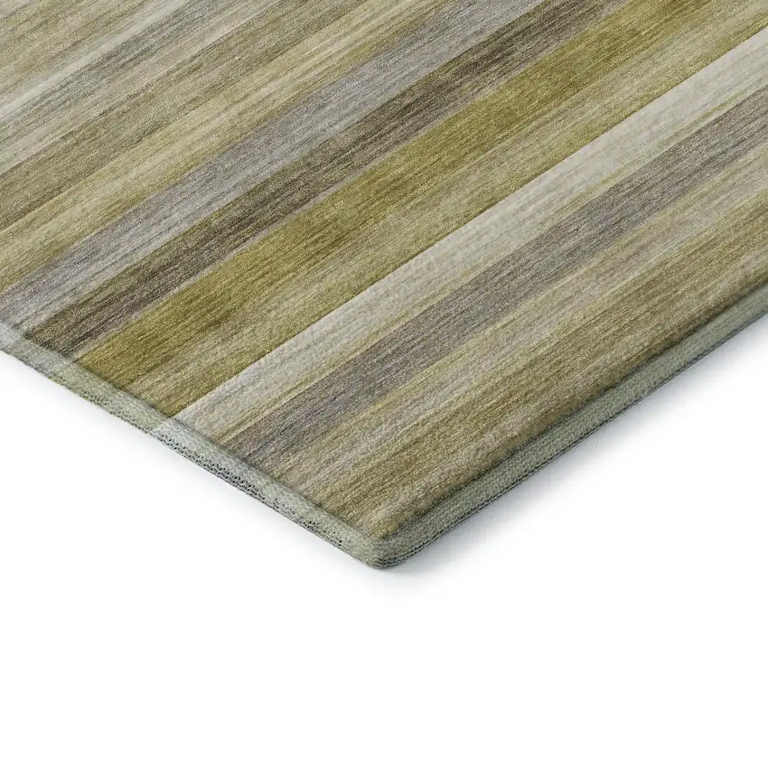 Wheat Gray And Ivory Striped Washable Area Rug With UV Protection Photo 9