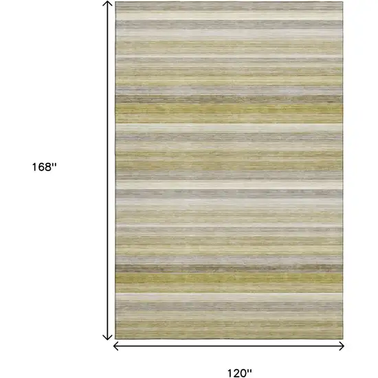 Wheat Gray And Ivory Striped Washable Area Rug With UV Protection Photo 7
