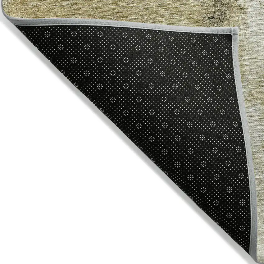 Wheat Green And Black Abstract Washable Indoor Outdoor Area Rug Photo 3