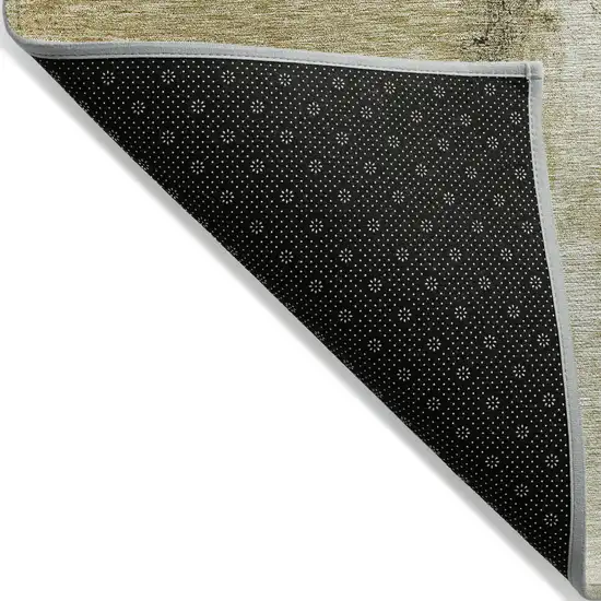Wheat Green And Black Abstract Washable Indoor Outdoor Area Rug Photo 3