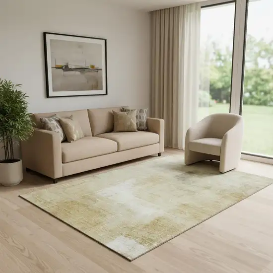 Wheat Ivory And Beige Striped Washable Area Rug With UV Protection Photo 2