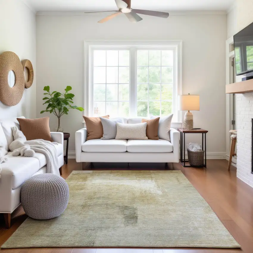 Wheat Ivory And Beige Striped Washable Area Rug With UV Protection Photo 5