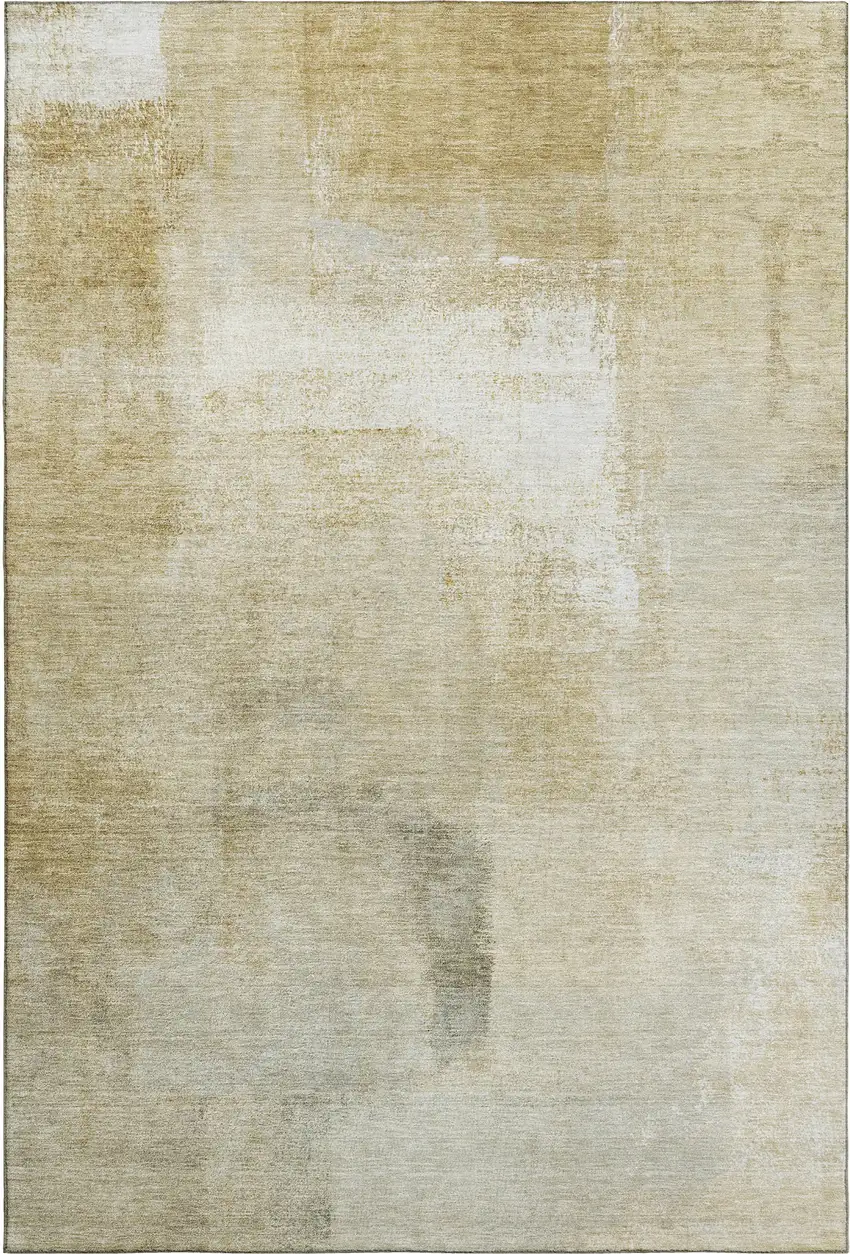 Wheat Ivory And Beige Striped Washable Area Rug With UV Protection Photo 1