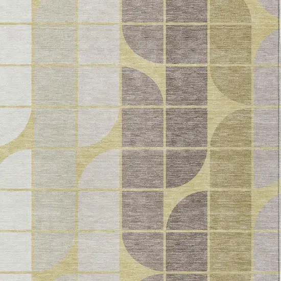 Wheat Ivory And Brown Geometric Washable Indoor Outdoor Area Rug Photo 2