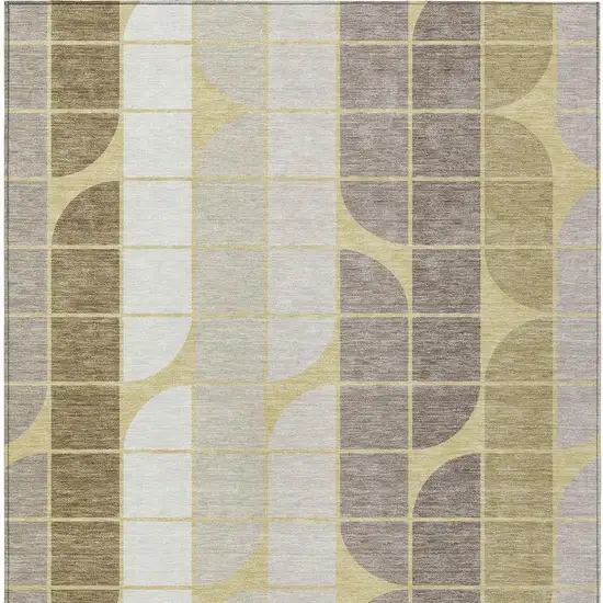 Wheat Ivory And Brown Geometric Washable Indoor Outdoor Area Rug Photo 3