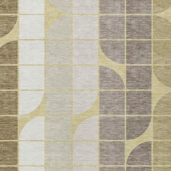 Wheat Ivory And Brown Geometric Washable Indoor Outdoor Area Rug Photo 2