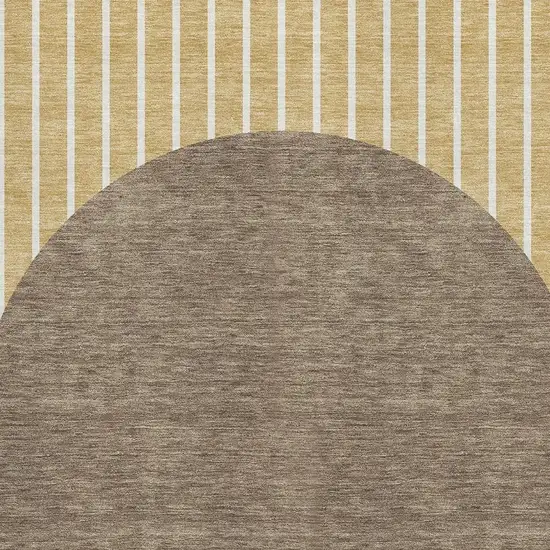 Wheat Ivory And Brown Striped Washable Area Rug With UV Protection Photo 2