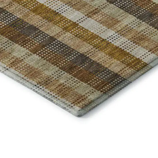 Wheat Ivory And Copper Plaid Washable Area Rug With UV Protection Photo 7