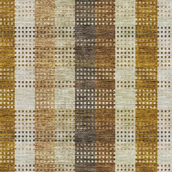 Wheat Ivory And Copper Plaid Washable Area Rug With UV Protection Photo 2