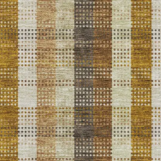 Wheat Ivory And Copper Plaid Washable Area Rug With UV Protection Photo 2