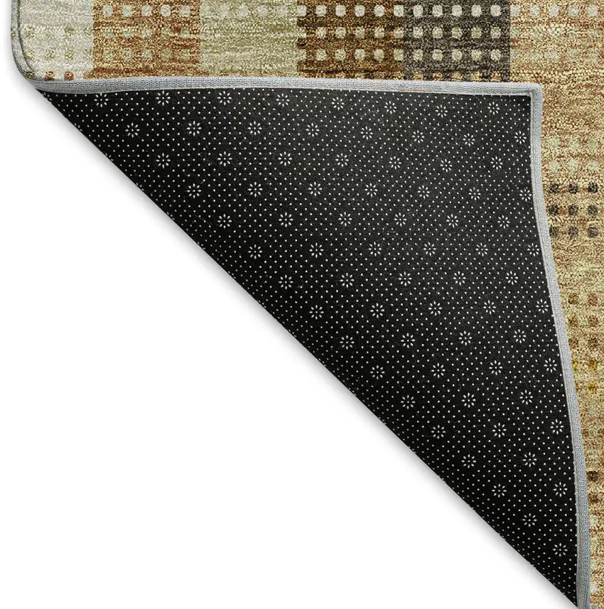 Wheat Ivory And Copper Plaid Washable Area Rug With UV Protection Photo 6