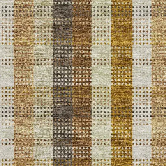 Wheat Ivory And Copper Plaid Washable Area Rug With UV Protection Photo 2