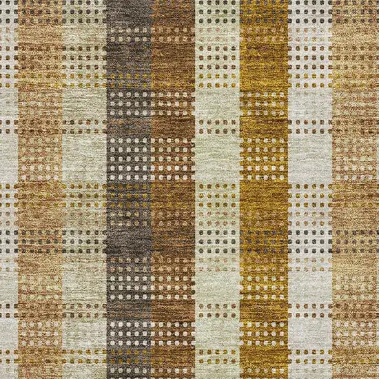 Wheat Ivory And Copper Plaid Washable Area Rug With UV Protection Photo 2