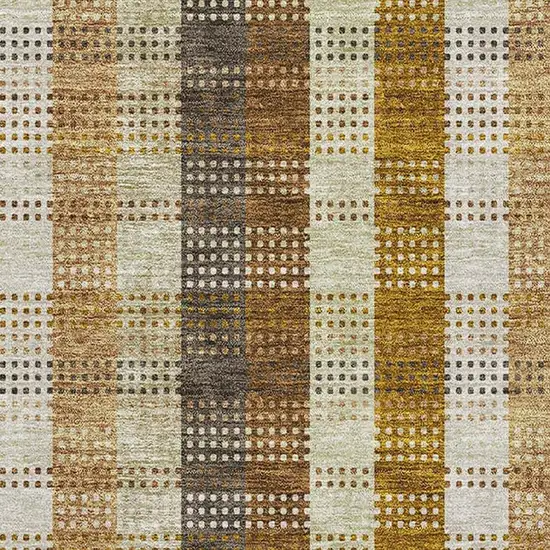 Wheat Ivory And Copper Plaid Washable Area Rug With UV Protection Photo 2