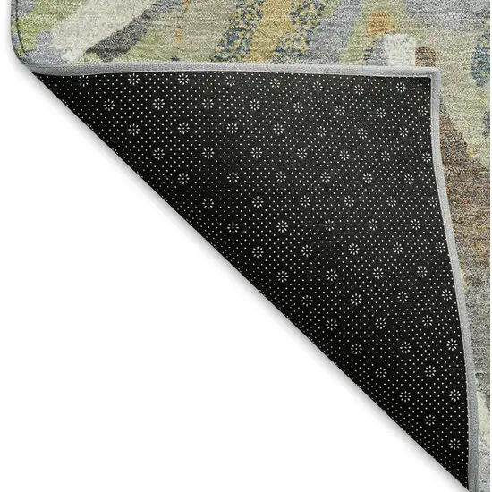 Wheat Ivory And Gray Floral Washable Indoor Outdoor Area Rug Photo 6